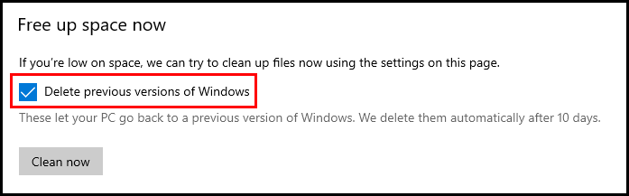 how to delete windows.old folder in Windows 10