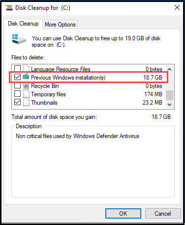 how to delete windows.old folder in Windows 10