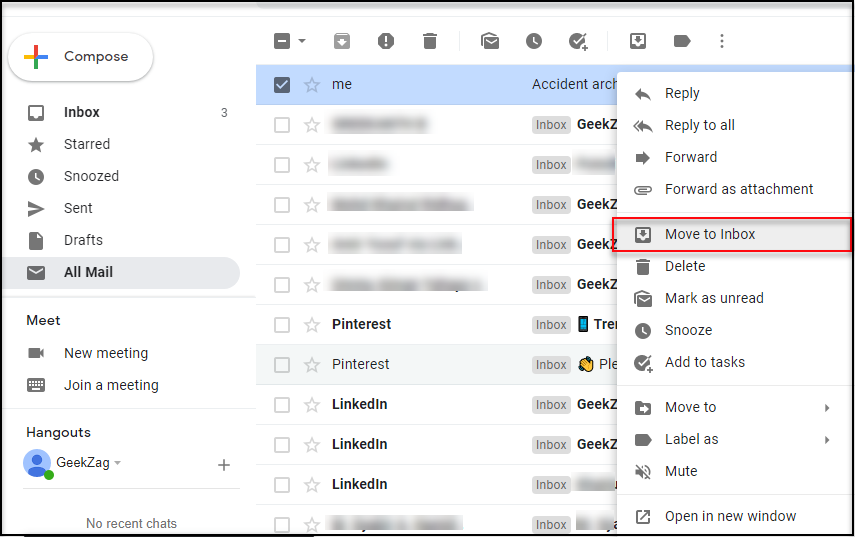 How To Unarchive Gmail Messages On Desktop and Mobile - GeekZag