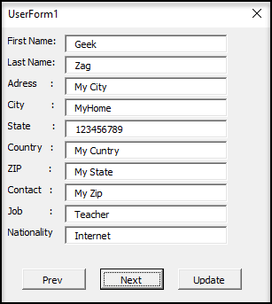 how to create userform in excel