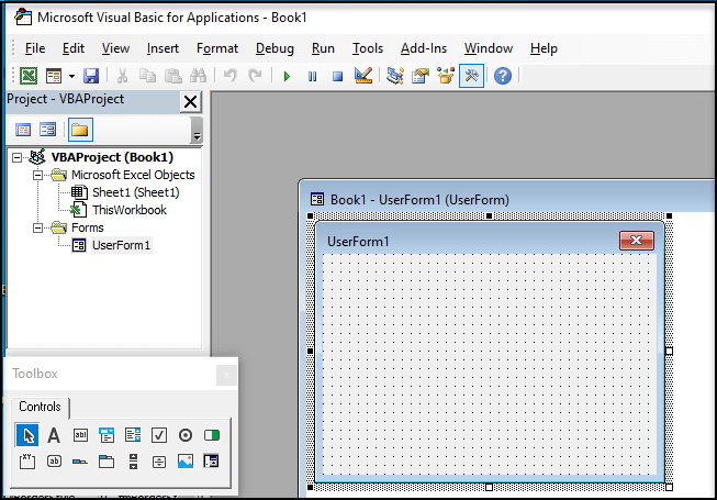 how to create userform in excel