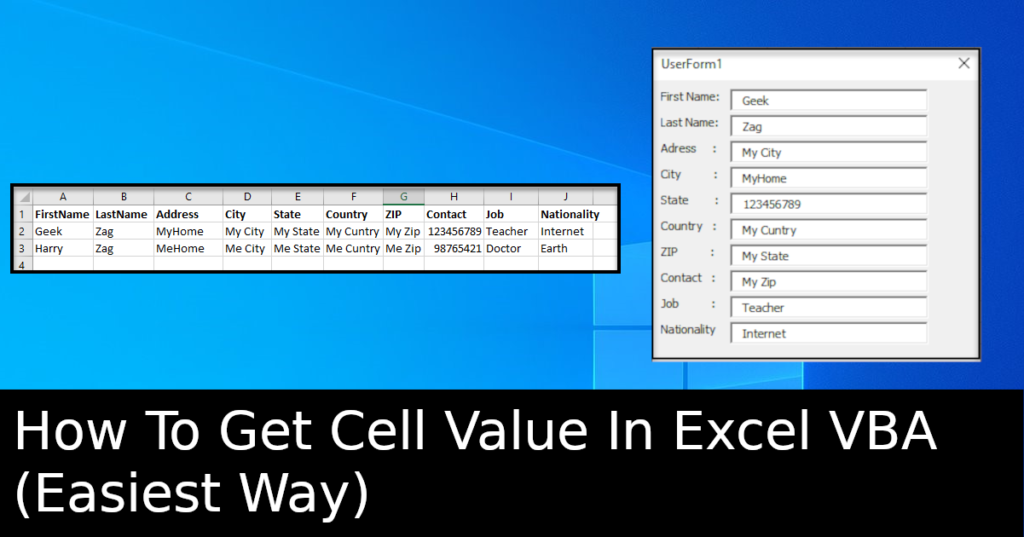 How To Get Cell Value In Excel Using Vba