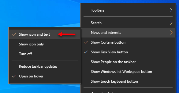 How To Hide or Show Weather On Taskbar Windows 10