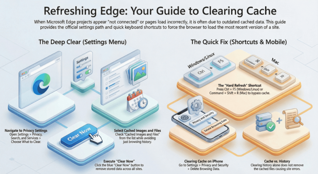 Overall process on how to clear cache in Edge