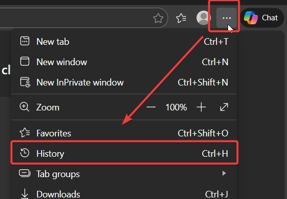 screenshot of microsoft edge clear cache
