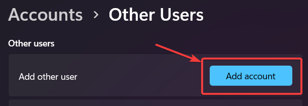 create Microsoft account - screenshot of Accounts Other Users in Windows settings