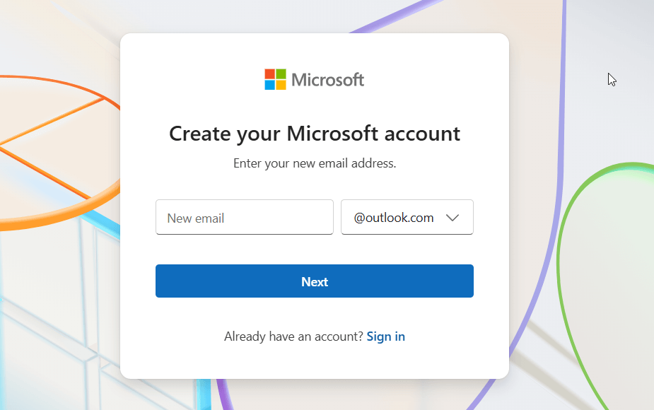 how to create a microsoft account