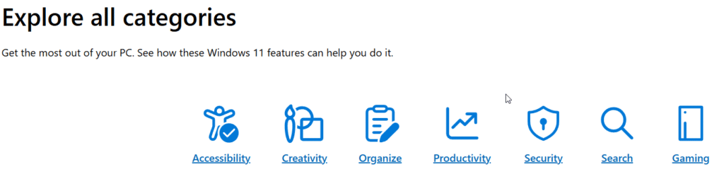 microsoft tips categories