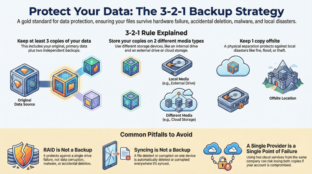 infographic about 3-2-1 backup strategy
