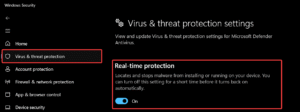 windows defender real-time protection