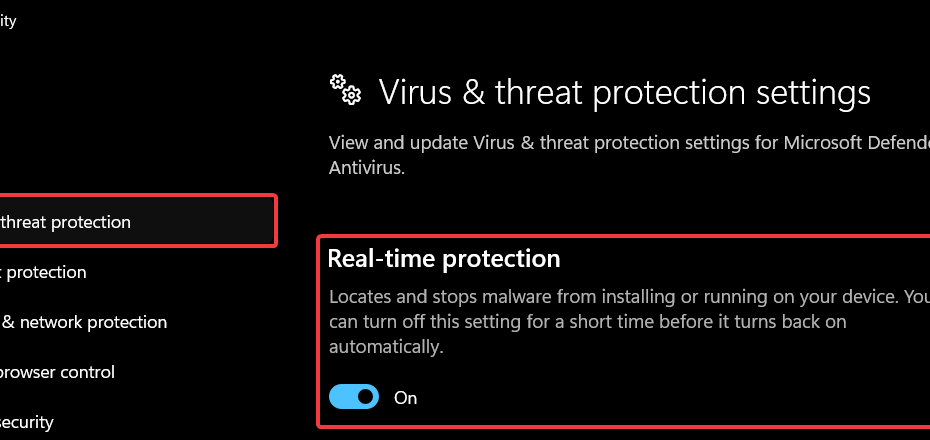 windows defender real-time protection
