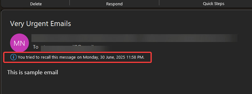 outlook email recalled