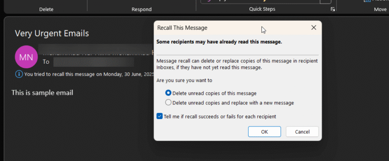 how to recall email in outlook