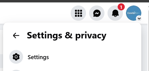 a screenshot showing Facebook profile Settings & Privacy