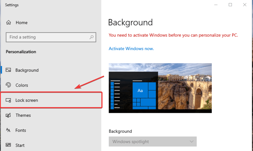 windows 10 settings and appointing to Lock Screen