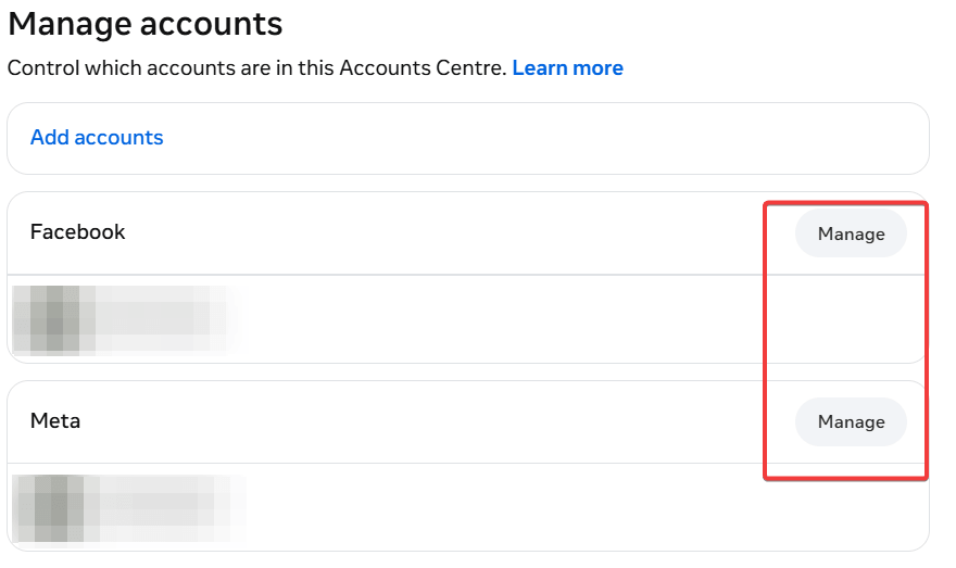 screenshot of Facebook - delete account choose profile