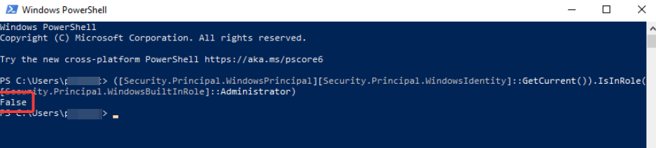 check if you have admin privileges windows via powershell