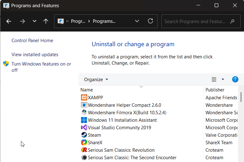 check installed apps on your device windows