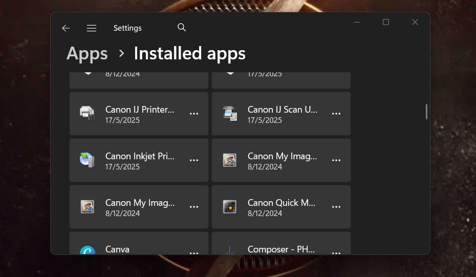 list of installed apps on windows