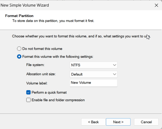 create and format hard disk partitions-format