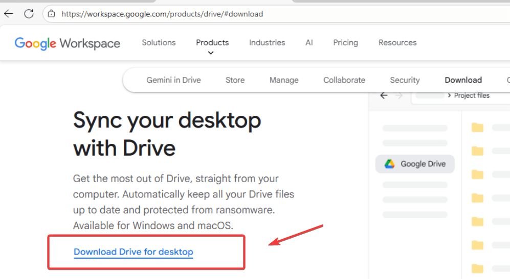 google drive for desktop