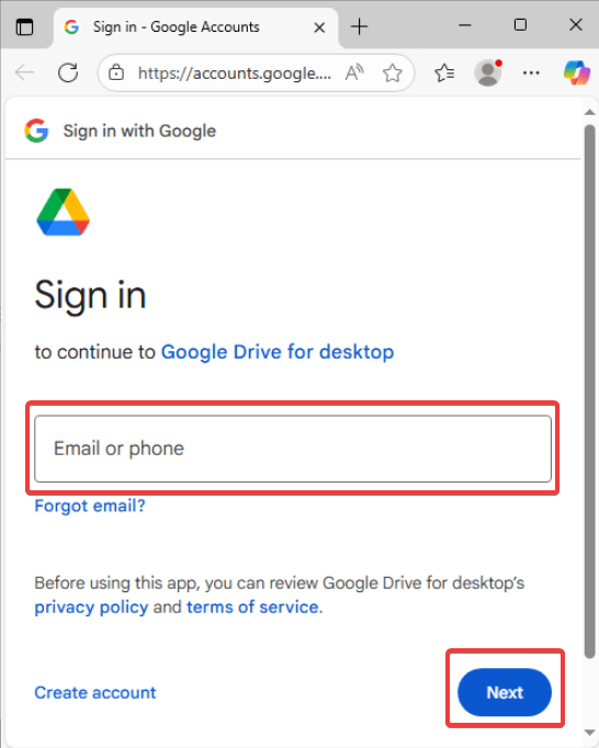 google drive for desktop sign in