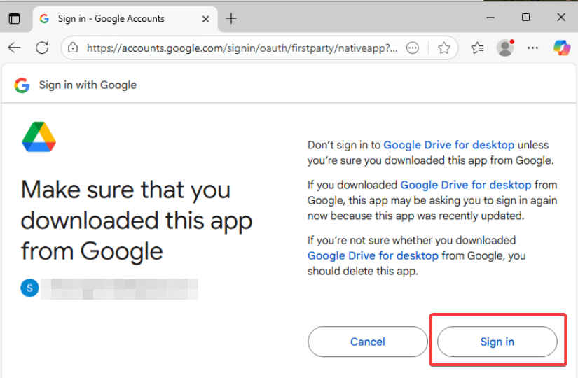 google drive for desktop sign in
