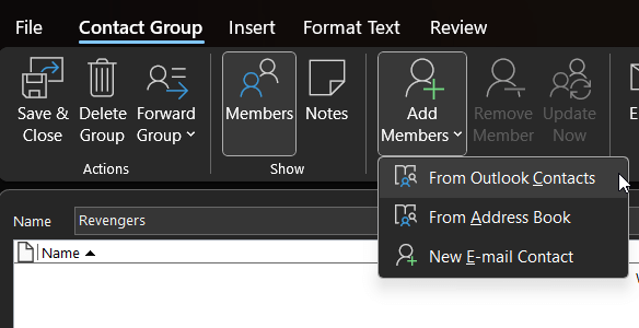 how to create a distribution list in outlook