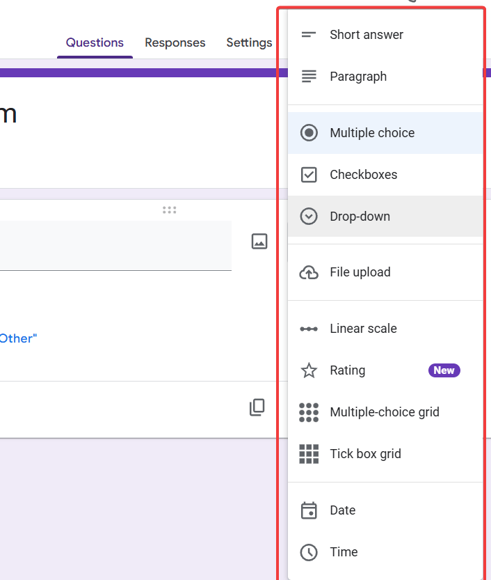 how to create set answer in google form