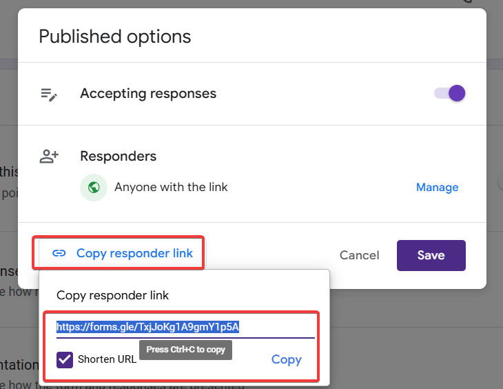 how to share google form