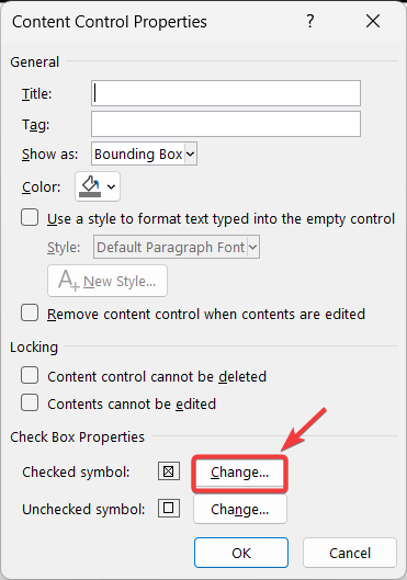 Microsoft Word change checkbox mark