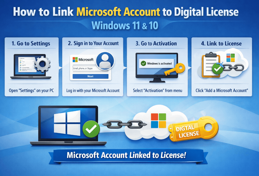 How to Link Microsoft Account To Digital License Windows 11 & 10